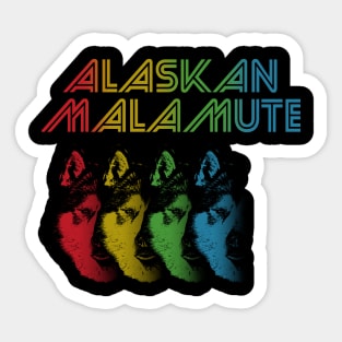 Cool Retro Groovy Alaskan Malamute Dog Sticker